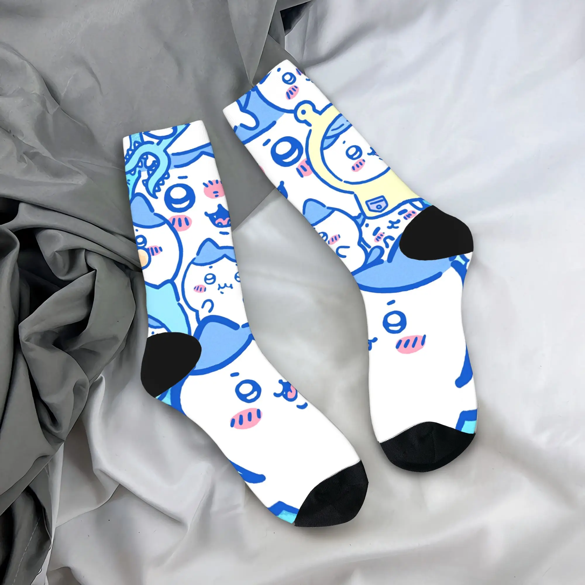 Śmieszne skarpetki Chiikawa Hachiware dla dorosłych mężczyzn, średniej grubości, miękkie skarpetki do skateboardingu, jesienne, graficzne, antypoślizgowe.