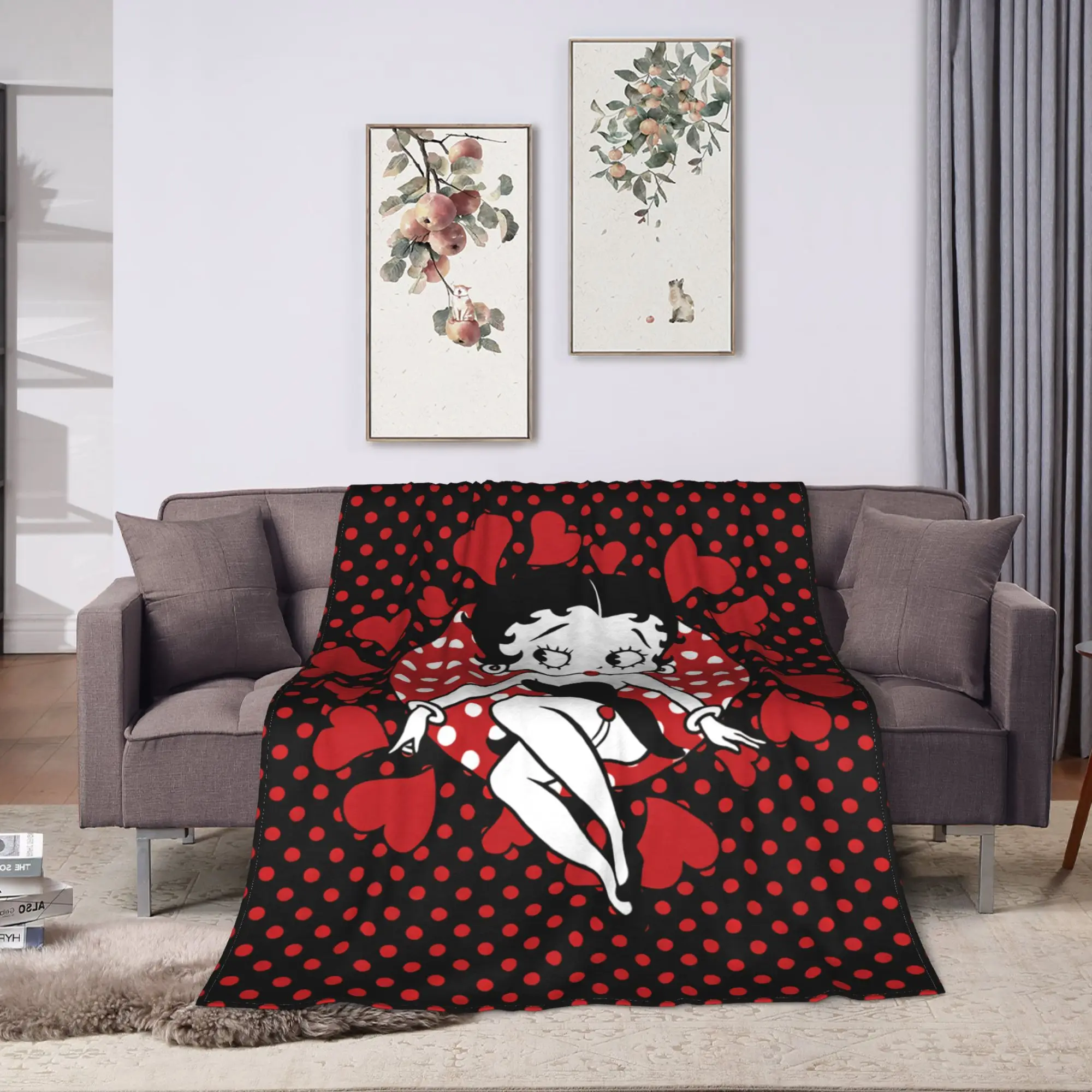 B-Bettys Boops Blanket Quality Super Warm  Throw Blanket Winter Camping Bedroom Comfortable Bedspread