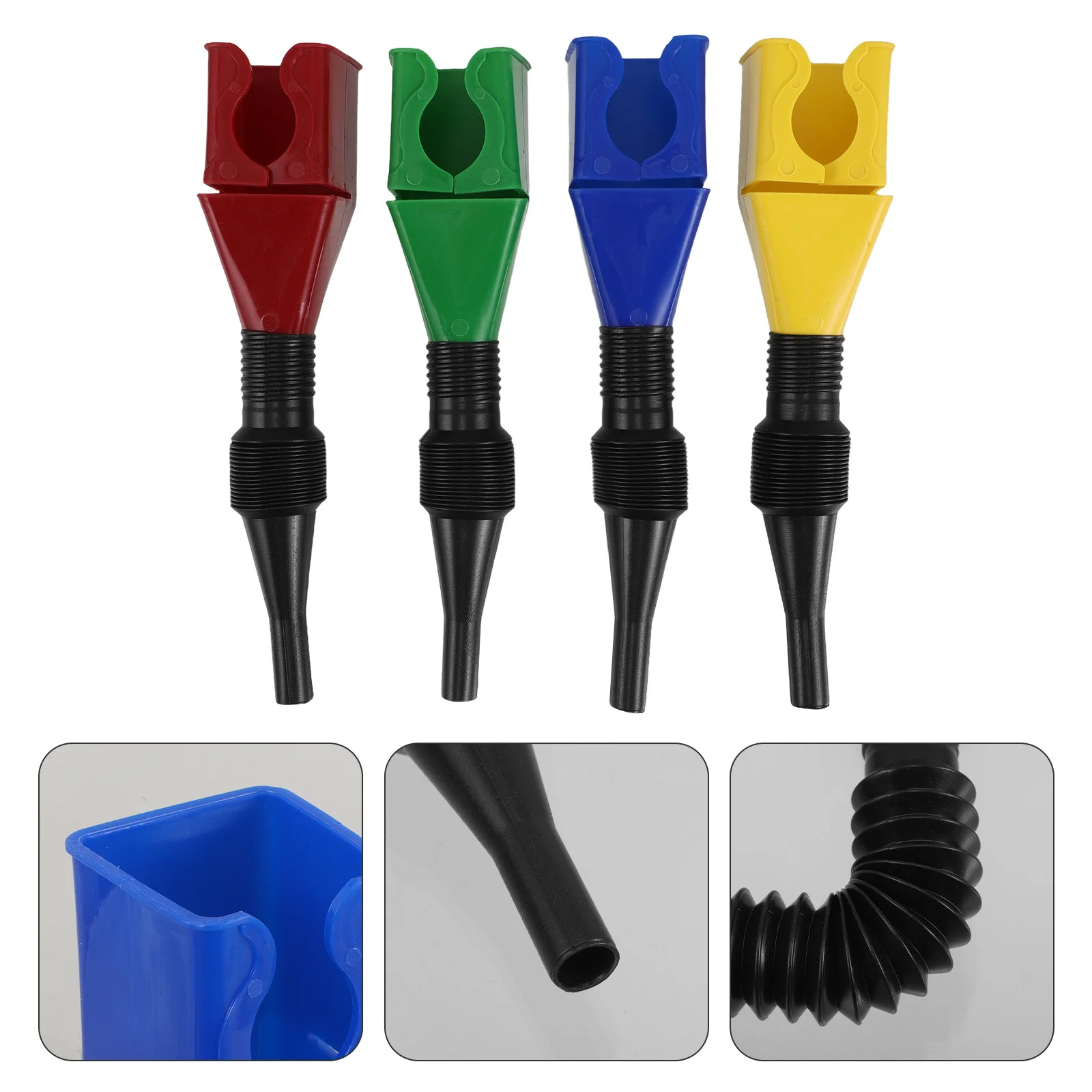 

4Pcs Plastic Foldable Oil Funnel Flexible Hose Clip Portable Spill Proof Refueling Accessories Motorcycle Car Fuel Funnel