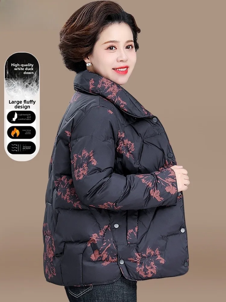 

Модная легкая пуховая куртка для женщин среднего возраста, новинка 2024 года, хлопковое пальто, осенне-зимняя верхняя одежда