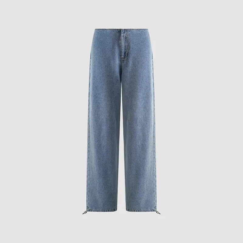 Lady's low-rise washed denim pants, casual and versatile straight-leg pants, high-quality business trousers, 2026 new style, y2k