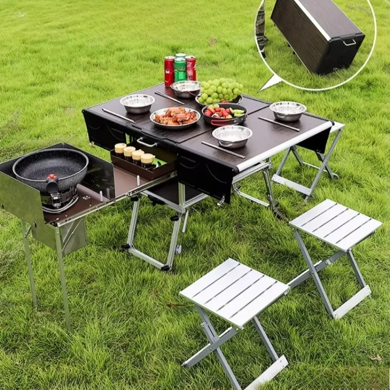 Outdoor Mobile Kitchen Portable Self-driving Tour Camping BBQ Cooking Supplies Bed Car Equipment Cooking Box