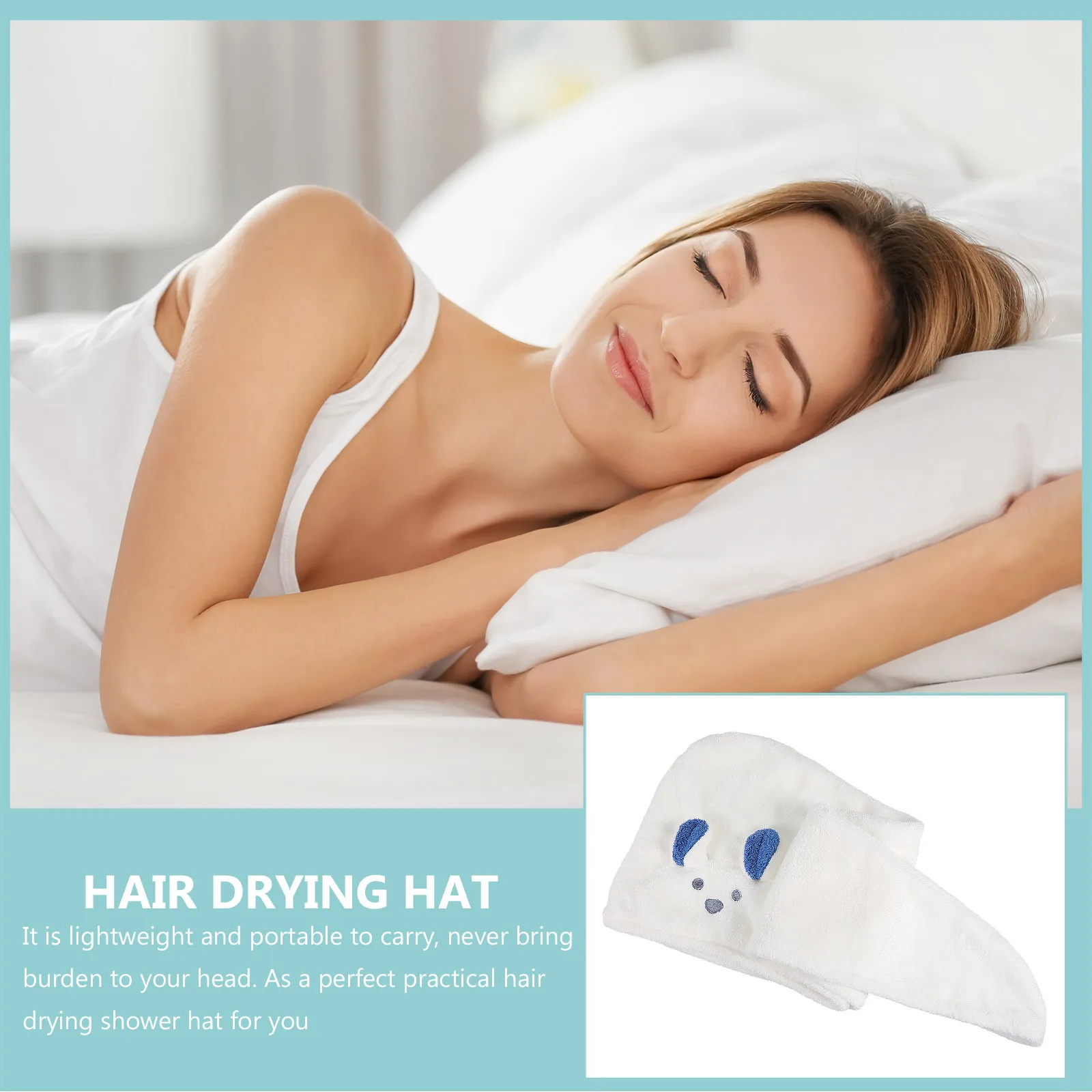 

Cartoon Rabbit Ears Hair Drying Shower Hat Absorbent Cotton Bathing Hat Soft Lightweight Hair Care Towel Bath Supplies