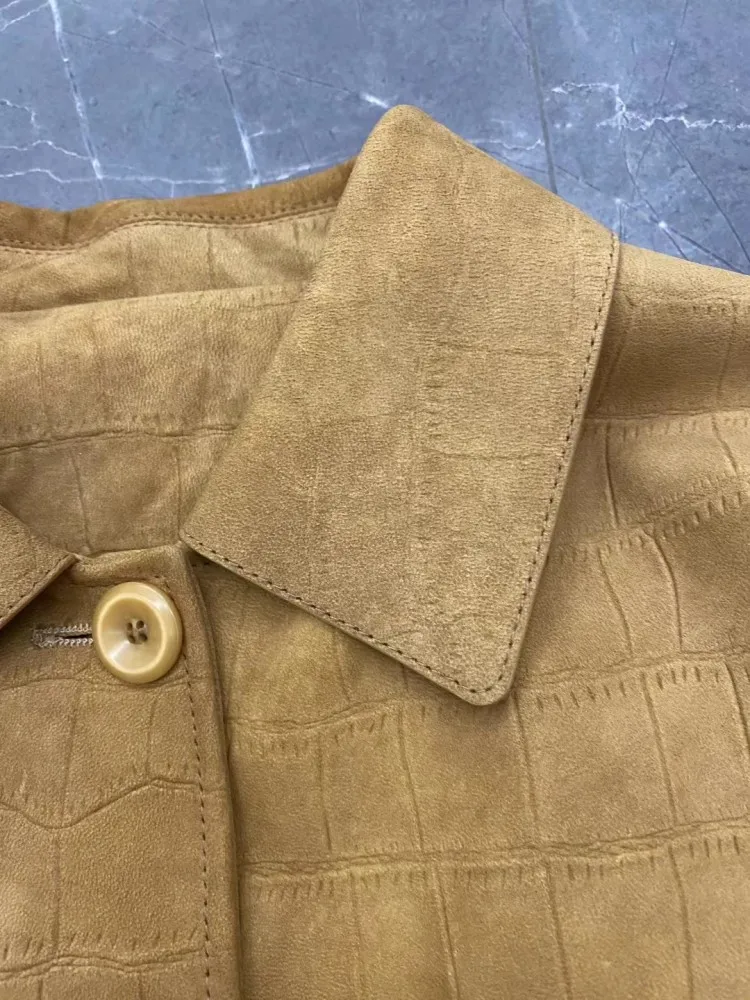 Autunno Inverno Moda Donna Retro Designer Cerniera Vera pelle scamosciata Allentata Sreal Giacca da donna Manica con spalla Capispalla