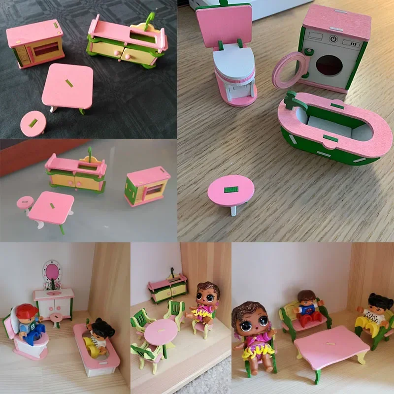 Meubles miniatures en bois pour enfants, maison de courses, restaurant créatif, chambre à coucher, figurine d'action, décoration de maison au beurre, 1:12