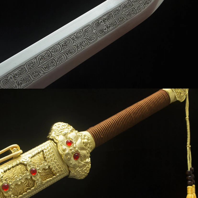 

92cm Yongle Sword Medieval Battle Golden Snake ready katana full tang Manganese steel edge Cutting Ninja Kung Fu Martial Arts Kn