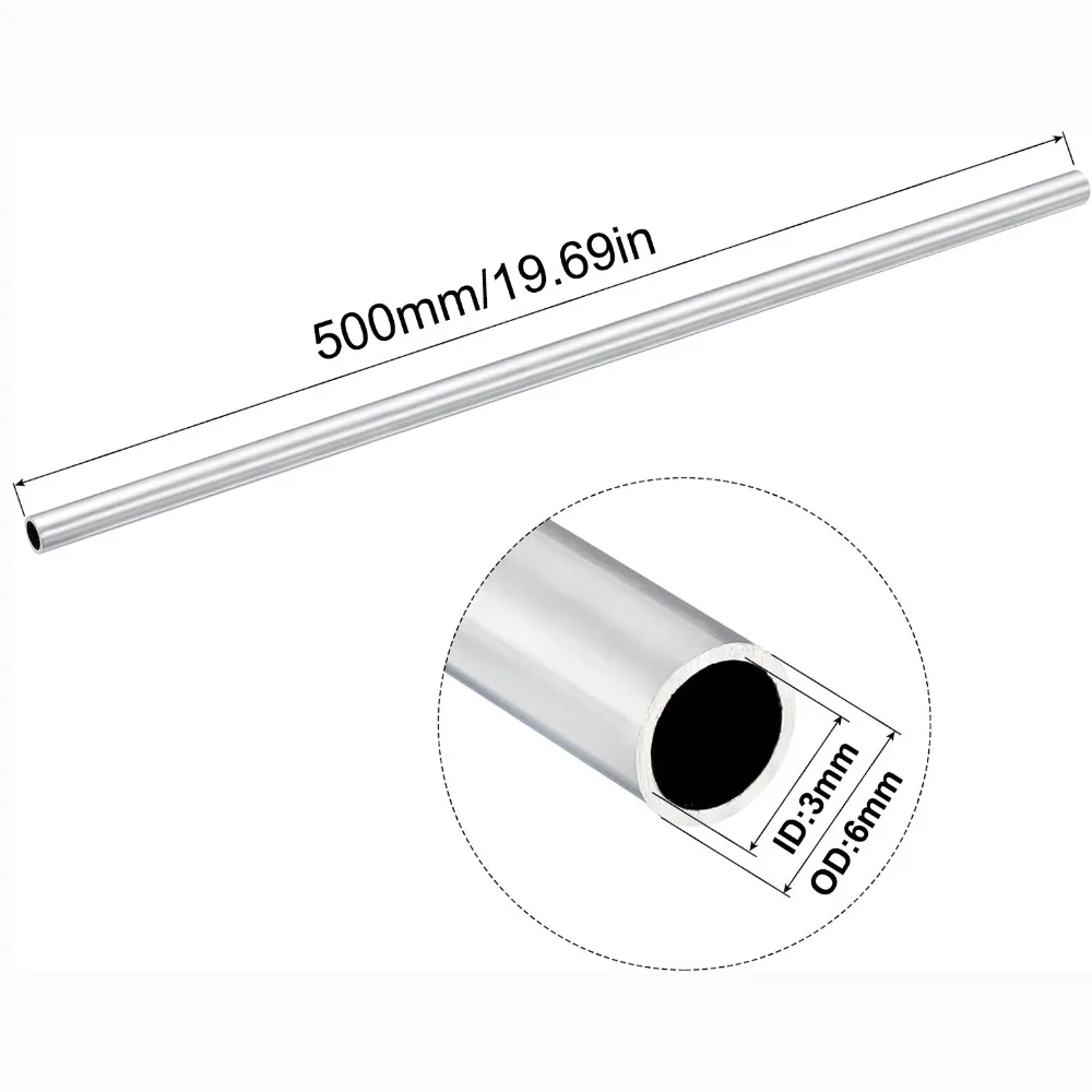 Smooth Surface OD 2-10mm Aluminum Tube 500mm Length Wall Thickness 0.5/1mm Round Tube Round Hollow Aluminum Pipe