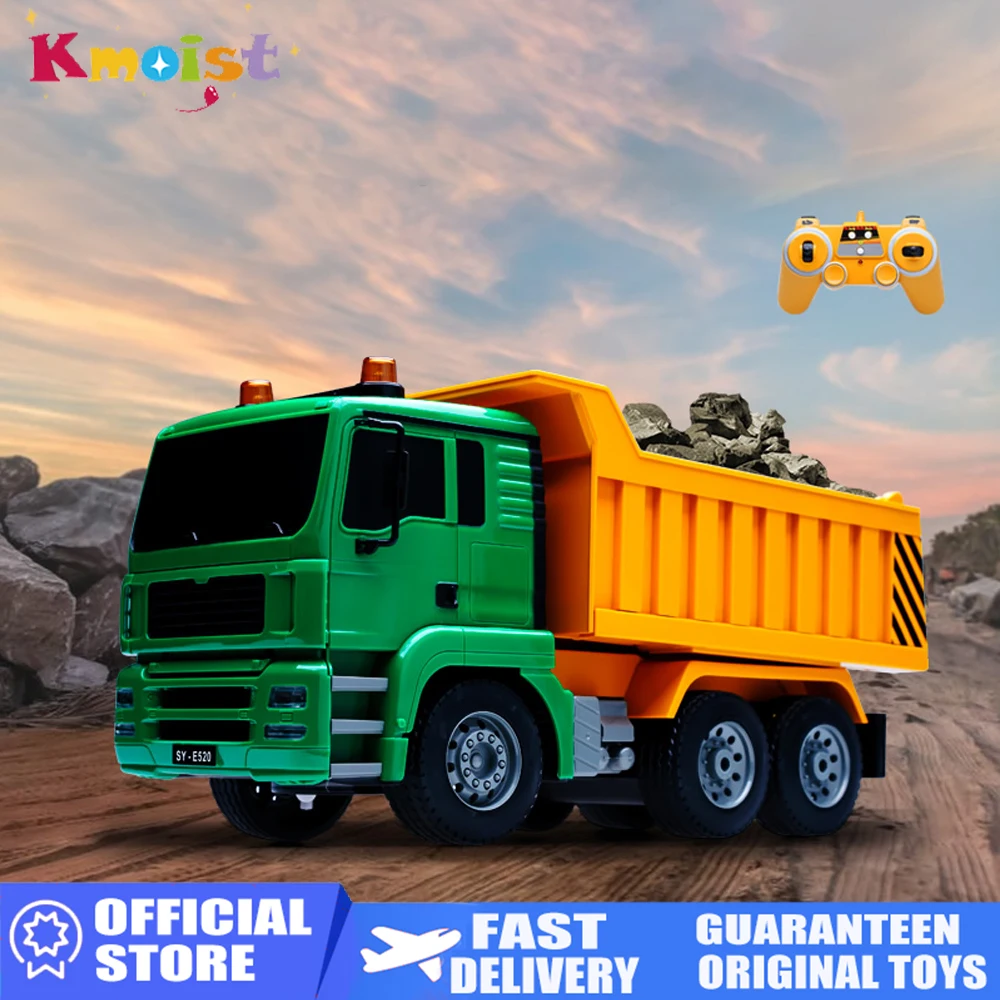 Double E E520 RC Engineering Vehicle Tipping Bucket with Light Remote Control Car Dump Truck Kids Toys for Boys Children Gifts