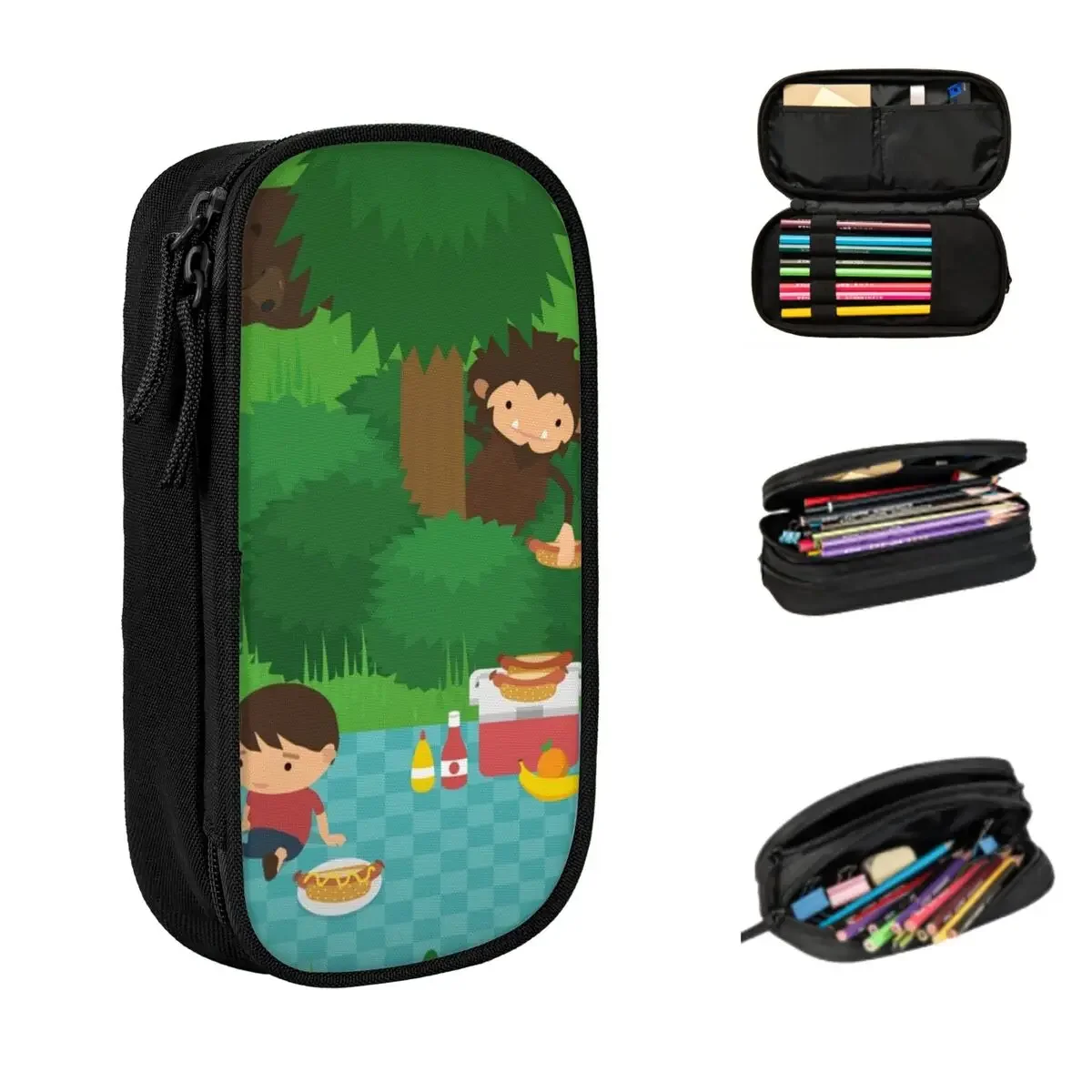 Sneaky Sasquatch Picnic Pencil Cases Big Capacity Pen Bags Pen Box Pencil Pouch For Boys Girls Students Stationery School Office