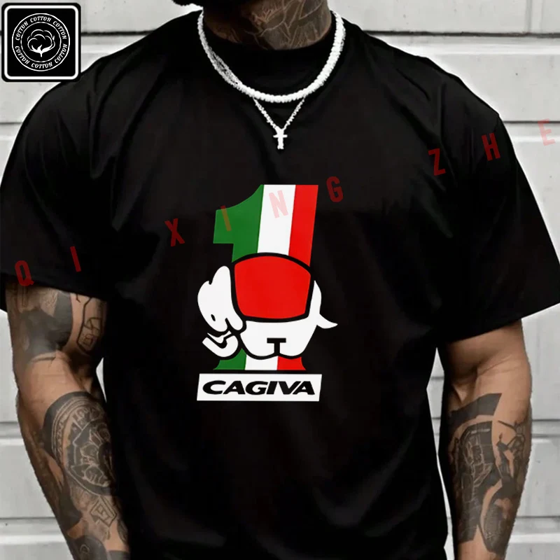 

Cagiva Elephant Number 1 Motorcycle T-Shirt Cotton Fans Men New Fashion Summer Short Sleeve Printing O-Neck T Shirt