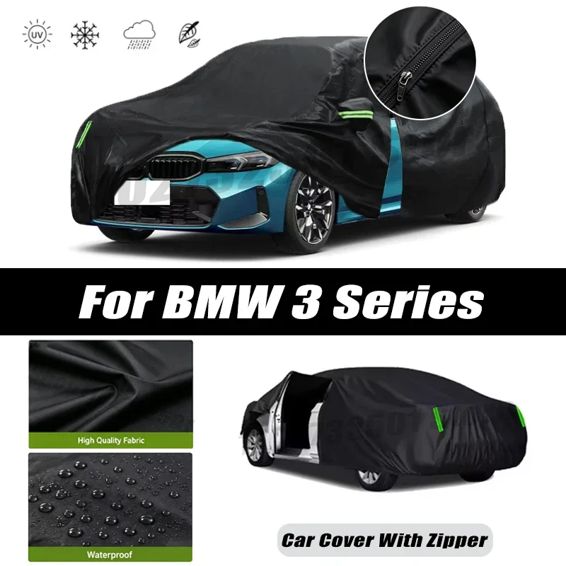 For BMW 3 Series Car Covers Outdoor Waterproof Sun Rain Snow Protection UV Car Zipper Design Car Cover Accessories
