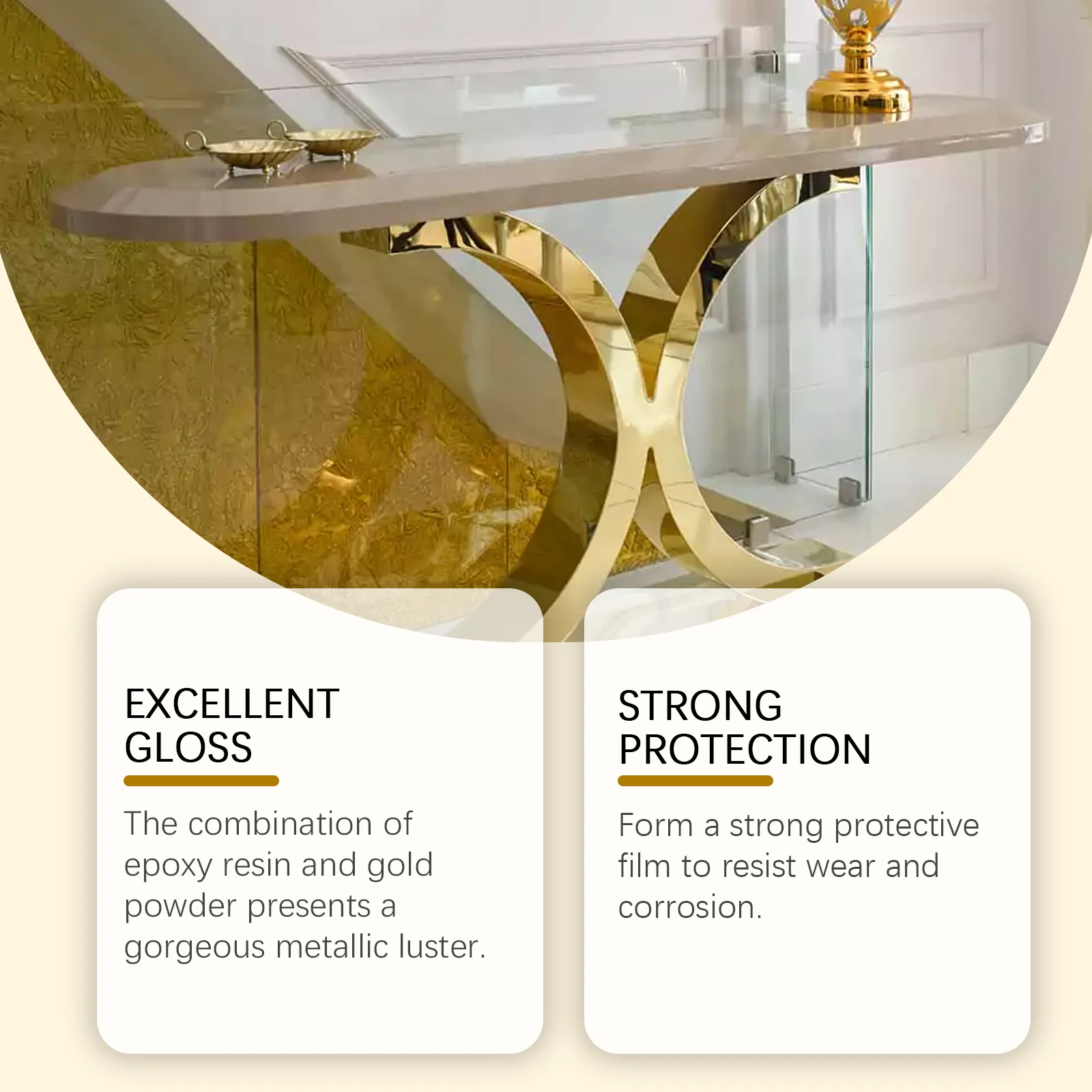Water-based 24K Gold Leaf Paint, Quick-Dry Weather Resistant Metallic Gold Decor Paint for Outdoor Railing & Roman Column
