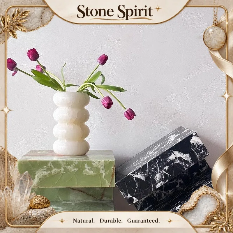 【Natural】Minimalist Natural Jade Vase High Value Designer Decor for Living Room