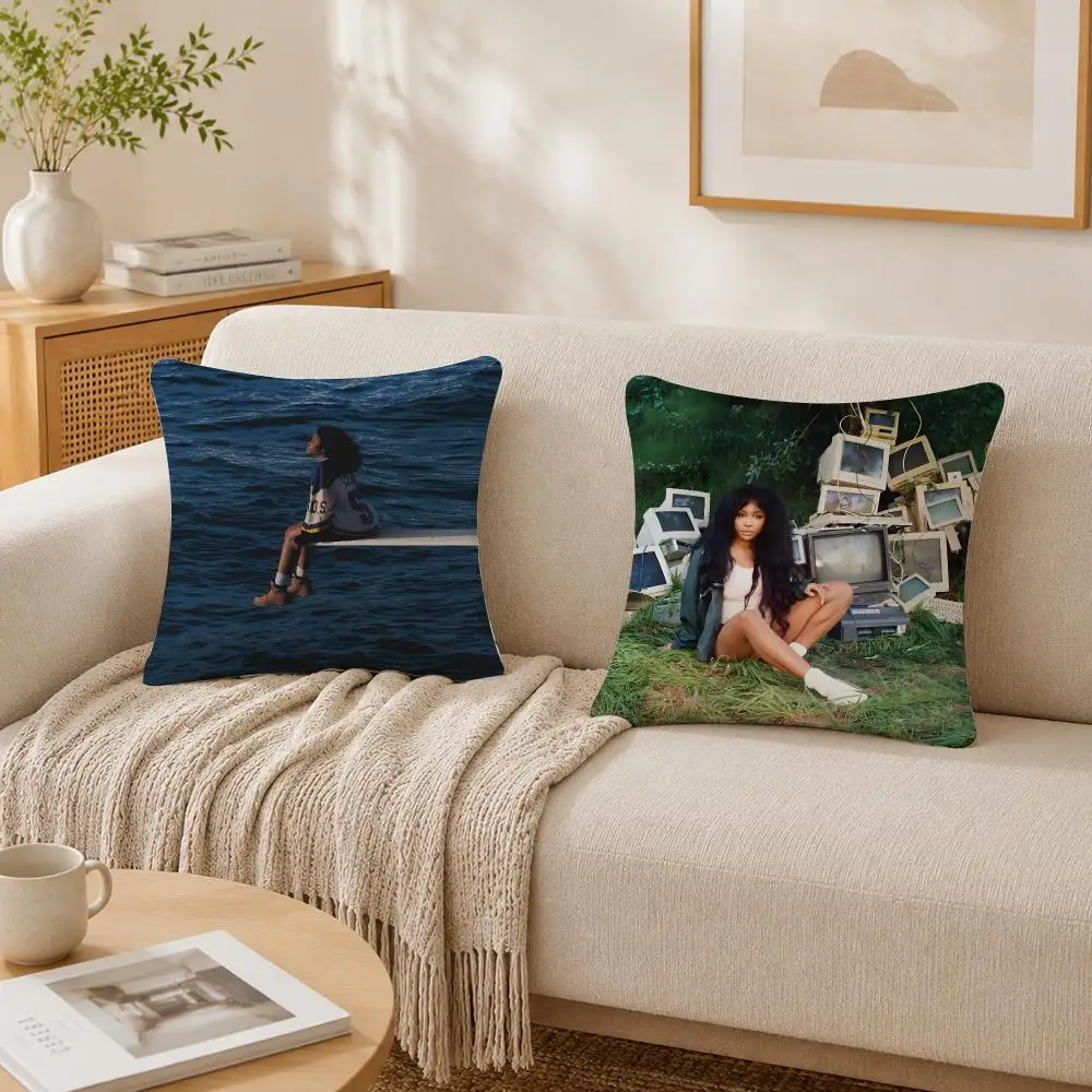 Popular Music American Singer S-Sza Cushion Cover Plush Decorative Pillow Case With Hidden Zipper Cutecore Room Decor For Home
