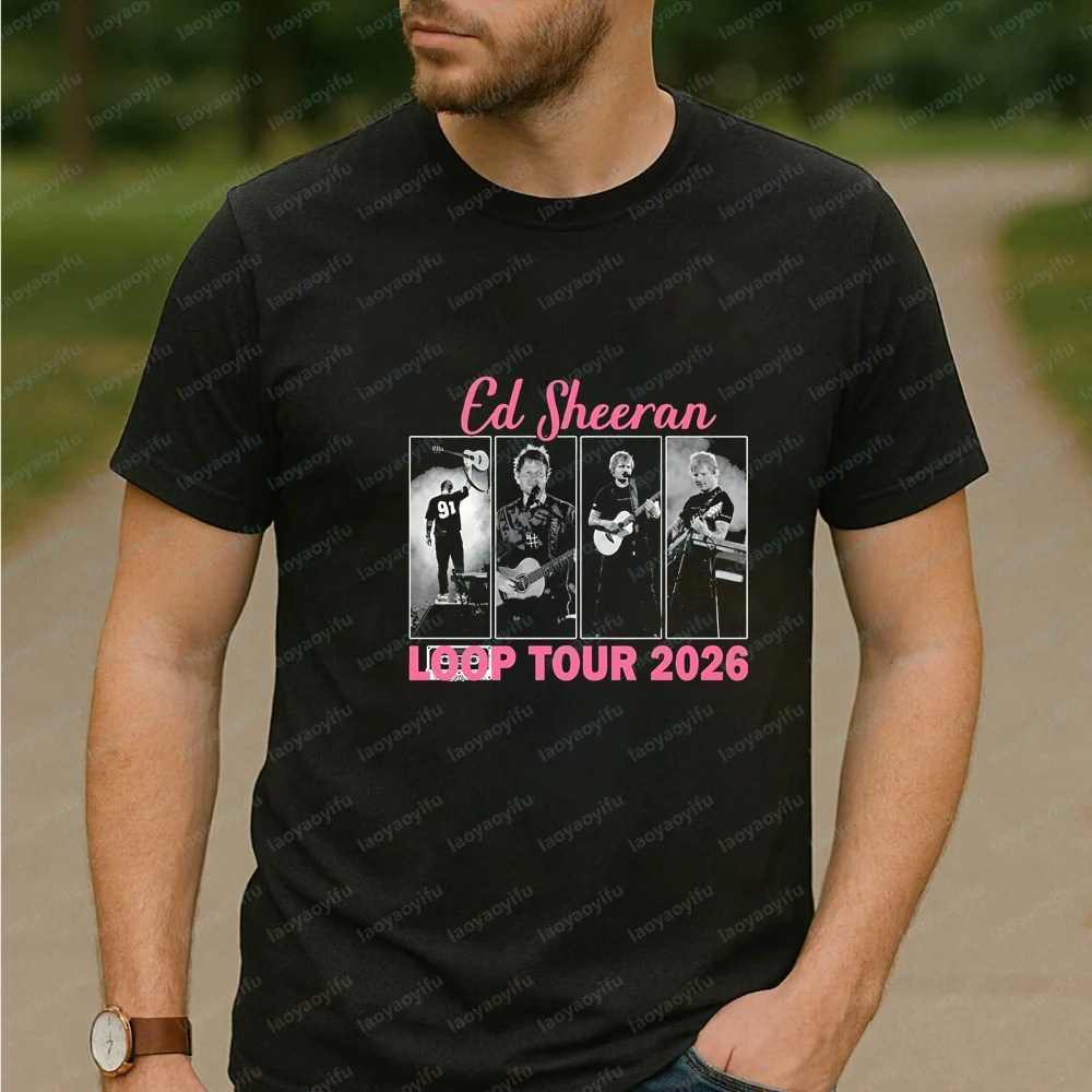 Ed Sheeran LOOP Tour Live 2026, Guitar Vibes Summer Trend Short-Sleeved Men's Women's Round-neck Shirt Comfortable T-shirt