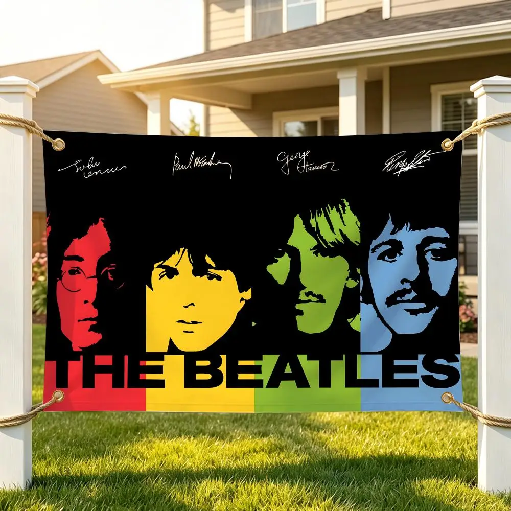 Music B-Beatles Flags horizontal flag,yard banner,4 grommets,waterproof,anti-wrinkle,durable,yard art decor