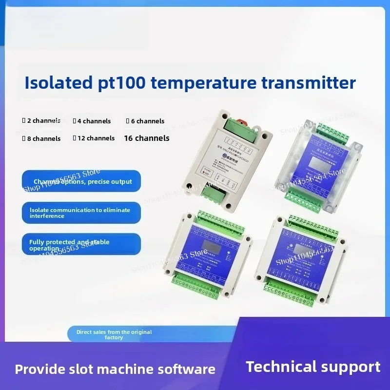Multi-Channel PT100 & Type K Thermocouple Temperature Acquisition Transmitter, RS485 Isolated Modbus Communication Module