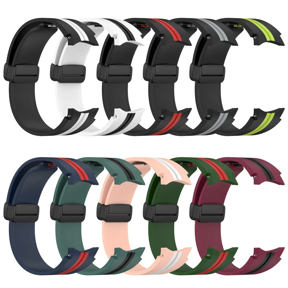 حزام سيليكون لساعة سامسونج جالاكسي 7 6 5 4 40 مللي متر 44 مللي متر 5 برو 45 مللي متر سوار مغناطيسي ساعة جالاكسي 4 6 كلاسيكي 46 مللي متر 42 مللي متر
