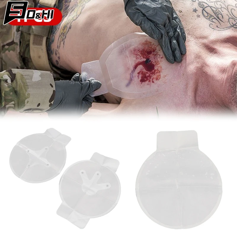 1Pcs 3/4 Holes Medical Chest Seal Vented Dressing Bandage First Aid Kit Rescue Chest Seal Outdoor Emergency Medical Tool Patch