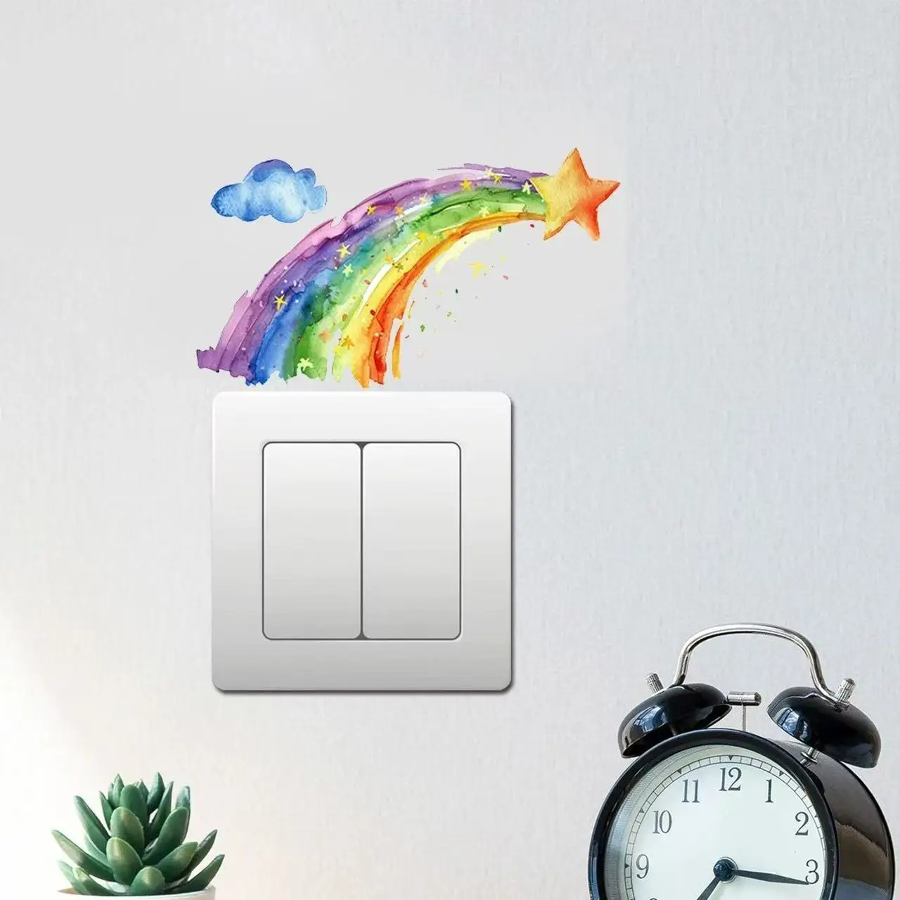Cartoon Meteor Rainbow Luminous Wall Sticker For Kids Room Bedroom Decoration Switch Decals Nursery Decor Glow In The Dark Mural