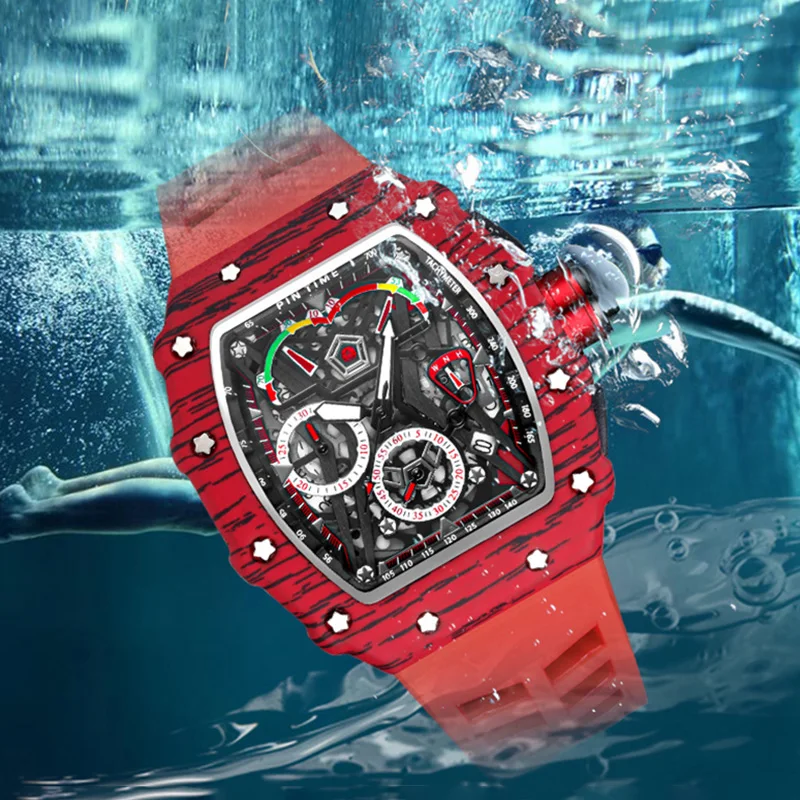 أعلى العلامة التجارية ووتش الفاخرة متعددة الوظائف ساعة اليد مضيئة للماء الرياضة الهيب هوب ساعات كوارتز ساعة Relogio Masculino