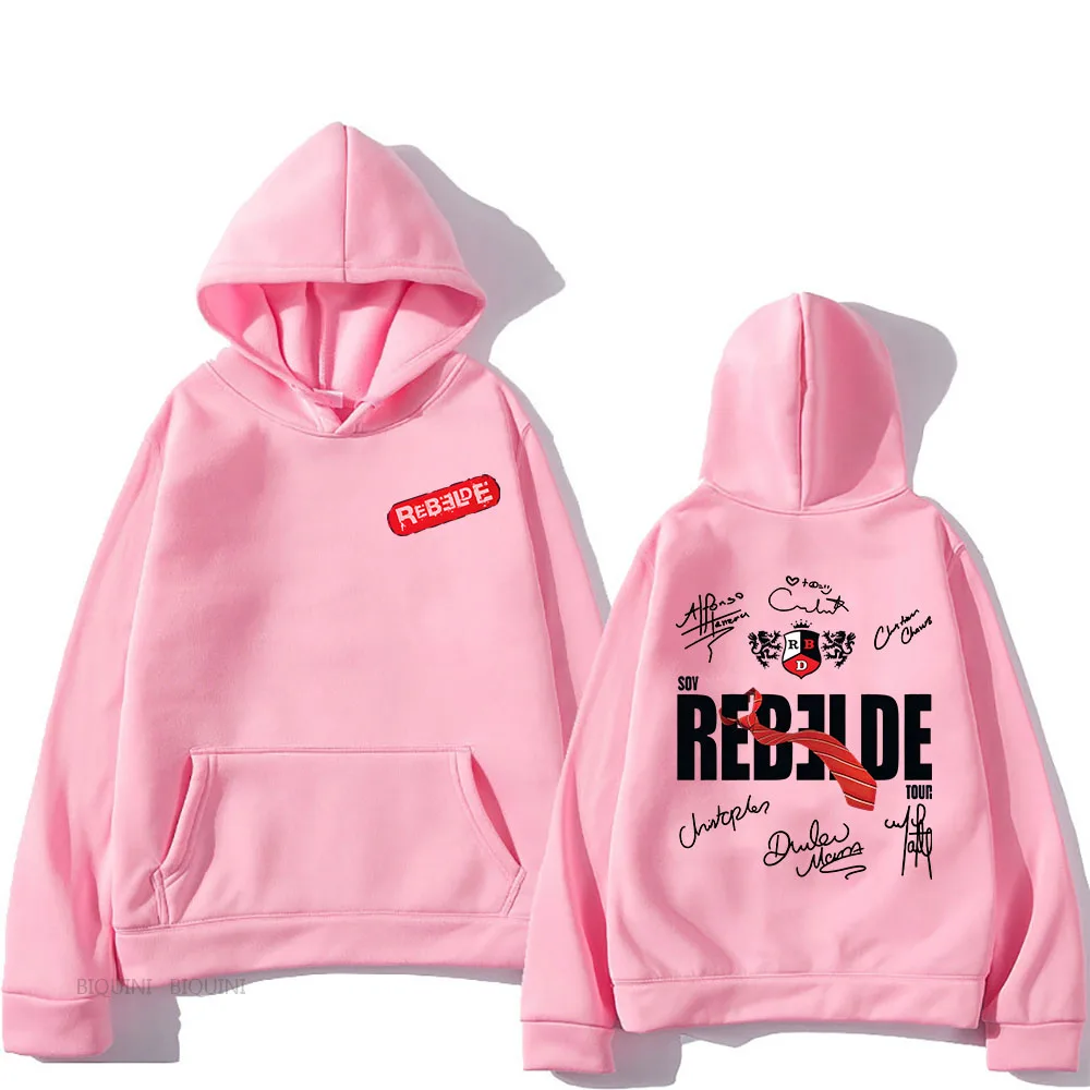 RebeldeRBD jaket Hip Hop pria wanita, atasan pullover bertudung kasual musim dingin musim gugur nyaman untuk lelaki