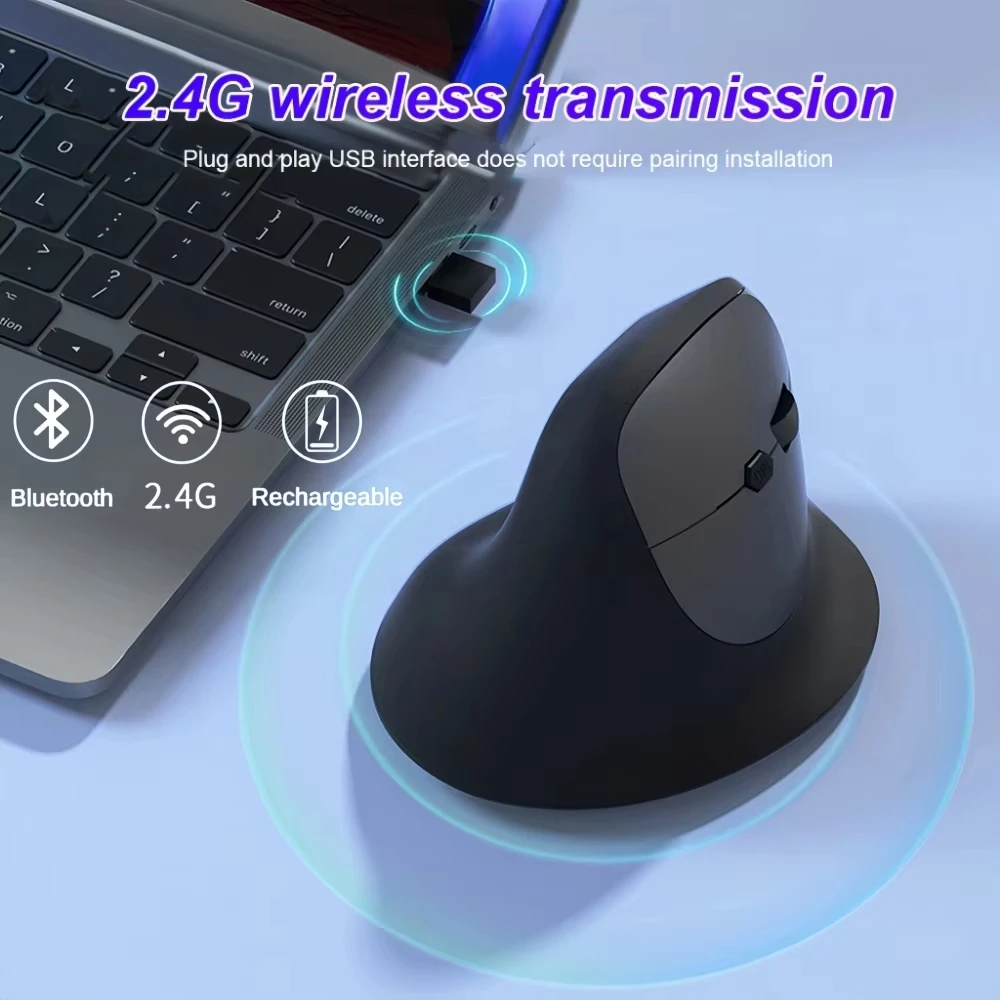 Vertical Mouse Wireless Bluetooth5.0 2.4G Ergonomic Mice 4000DPI 6D Mute Buttons for MacBook Tablet Laptop Computer Accessories