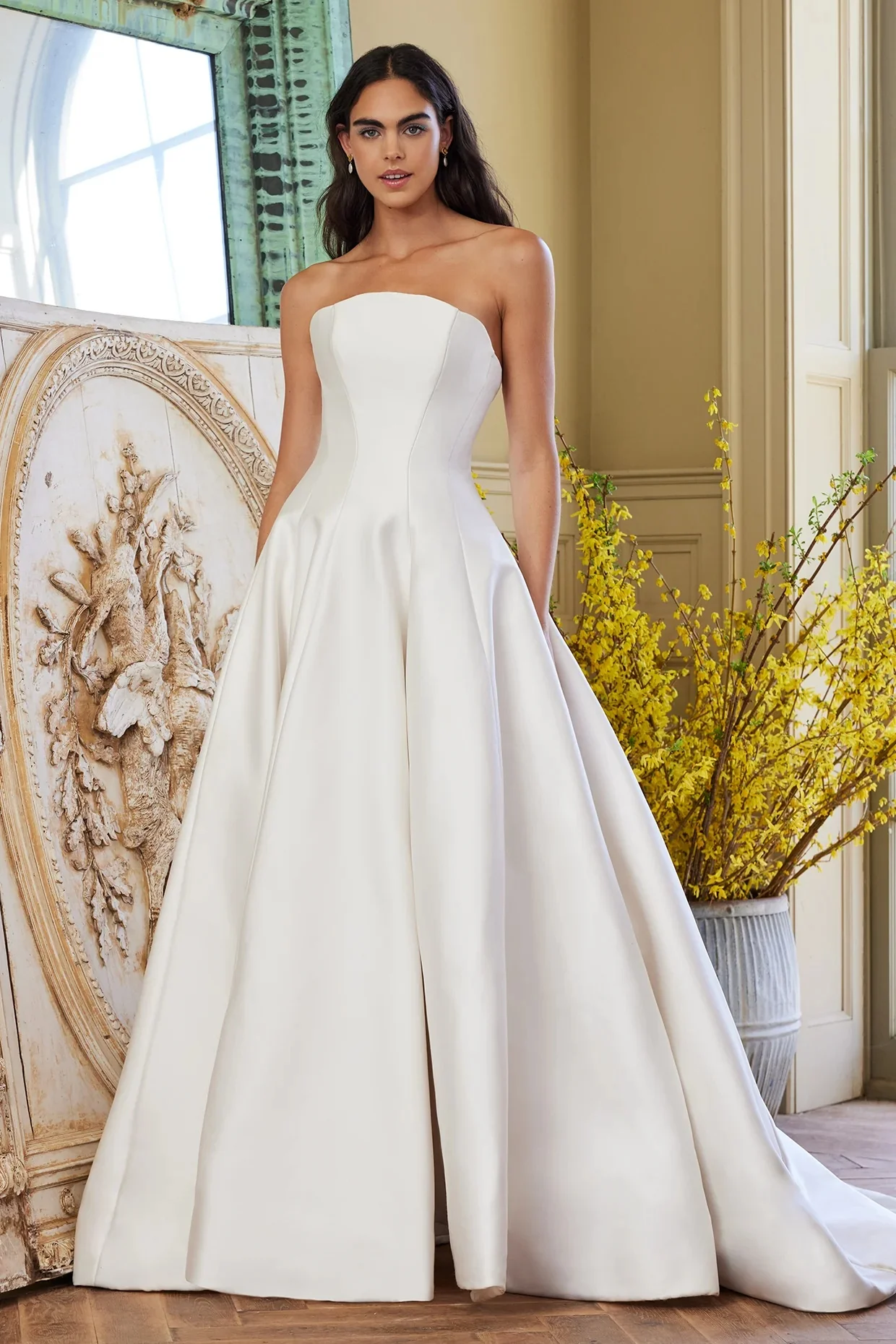 

Атласное свадебное платье трапециевидной формы Vestido De Noiva Minimalista Blanco Boda Civil Vestidos Alta Costura Abiti Da Sposa Taglie Comode
