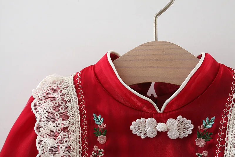 Herbst Winter Baby Mädchen Gericht Kleider Langarm Kinder kleidung Spitze europäischen und amerikanischen Stil Kinder kostüm 0 bis 3 Jahre – Detail 5