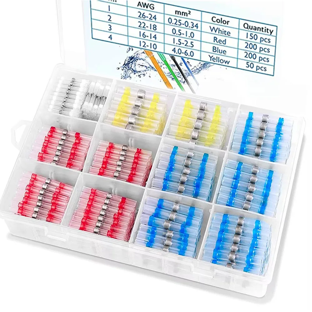 600 Welded Sealed Wire Connectors, Heat-Shrinkable Butt Connectors, Waterproof and Insulated Wire Terminals, Butt Splices