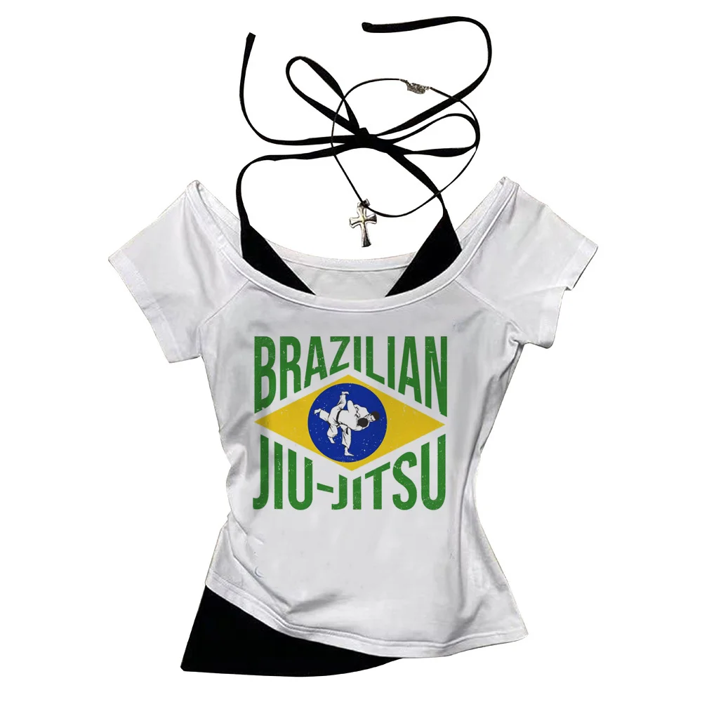 Bjj Jiu Jitsu female streetwear Punk Gothic Breathable top tees Pop Culture women Comfortable Colorful harajuku streetwear