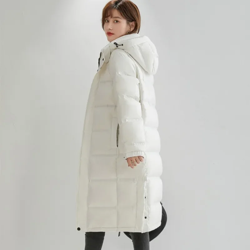 Women Long Quilted Coat Removable Hood Long Sleeve Puffer Jacket Thickened Padded Coat Winter Lovers Down Jacket Warm Outerwear