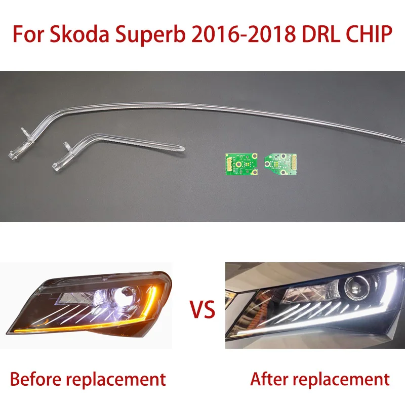 

Daytime Headlights For Skoda Superb Light Guide Panel 2016-2018 White Light Angel Eye Conduit Strip Ballast Module Car DRL CHIP