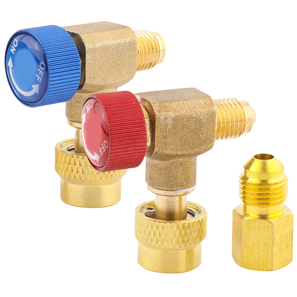 1PC 90° Right Angle Air Conditioning Safety Valve For R22 For 32 For 410 Copper Connector Adapter For Auto AirConditioning Setup