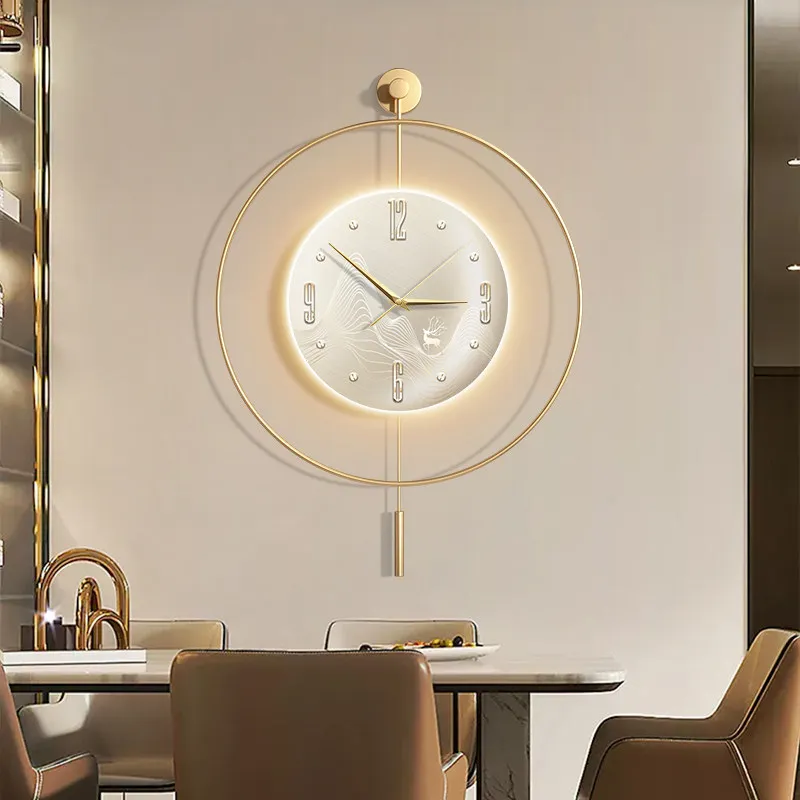 Modern Luxury Wall Clocks Pendant Luminous Living Room Minimalist Wall Clocks Fashion Mechanic Mecanismo Reloj Room Decorarion