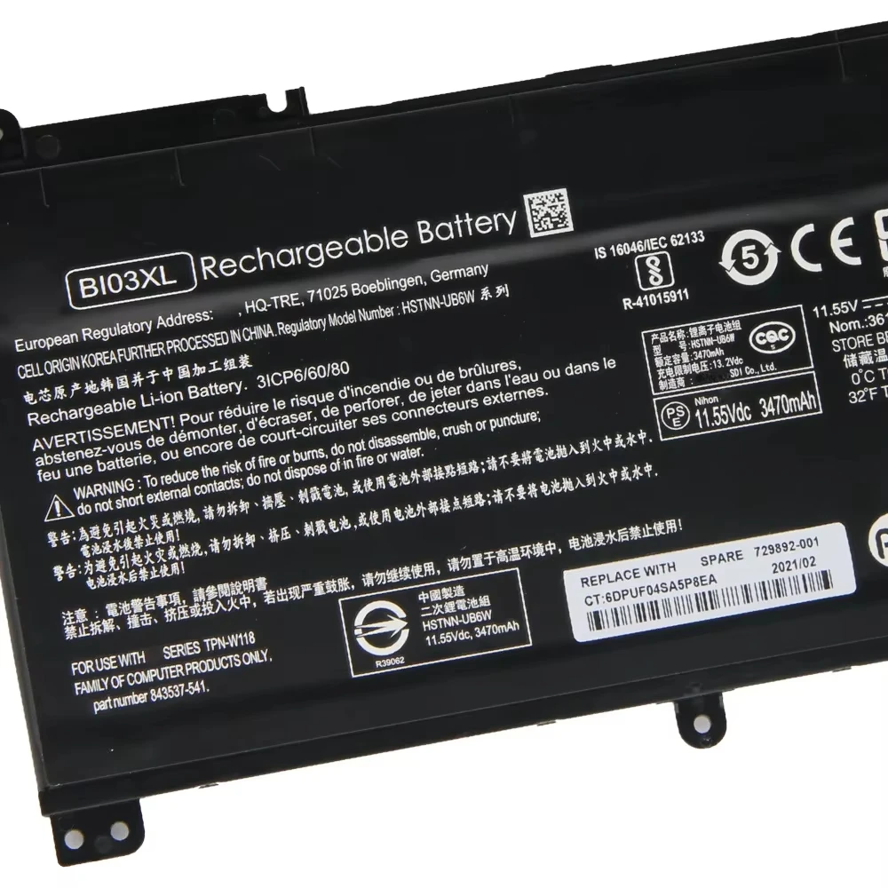 Replacement Battery BI03XL 3470mAh For HP Pavilion X360 HSTNN-UB6W TPN-W118 13-U142TU High Quality Batteries With Tools