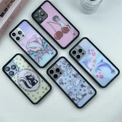 Ins Wildflower cute animal phone case for iPhone 16promax 15 Pro 16 15 14 Max 13 pro 12 cartoon Cherry Dolphin swan print bottom