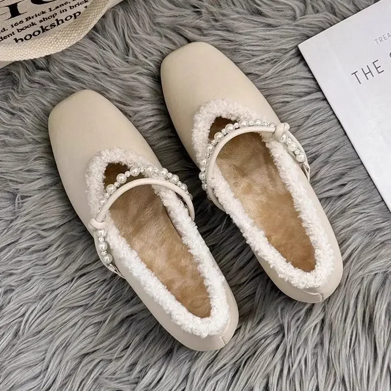 Women's Winter Shoes Luxury Warm Hot Furry Artificial Leather Casual Outdoor Medium Wedge Heel Loafers For Women Trends 2025