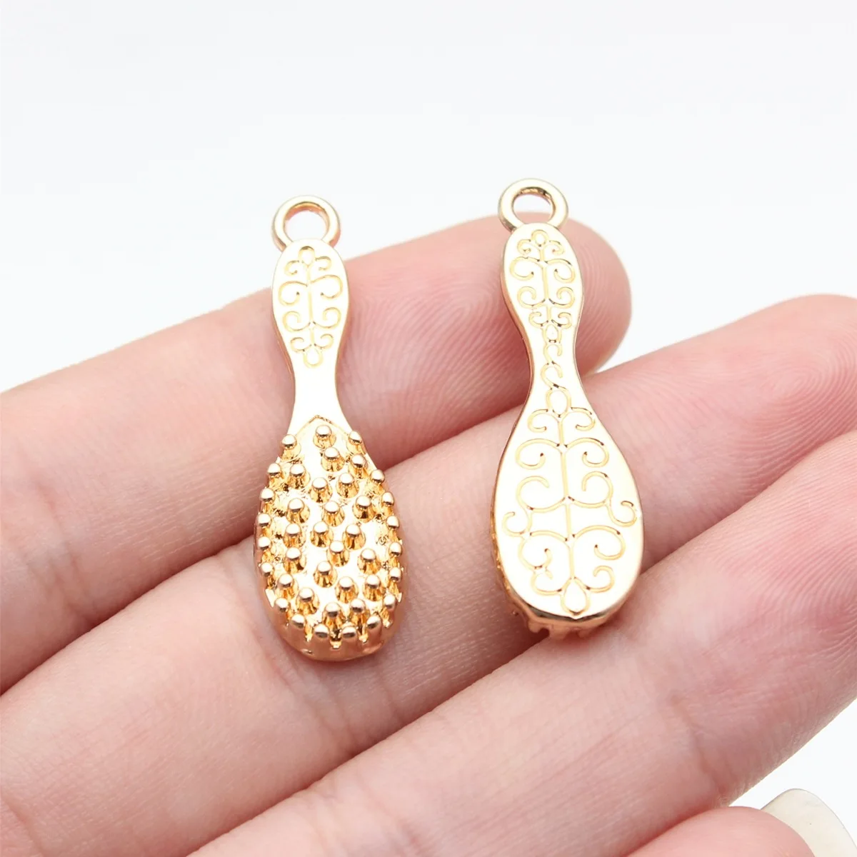 WYSIWYG 10pcs 10x33mm 2 Colors Antique Silver Color Kc Gold Color Comb Charms For DIY Jewelry Making