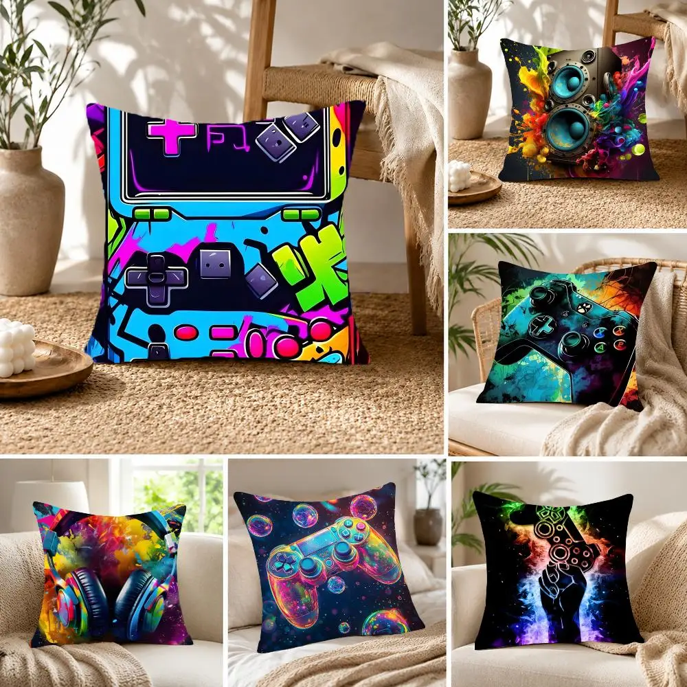 Neon Fluid N-Neon Video Game Cushion Cover Fluffy velvet Nordic style plush Living room sofa decorative