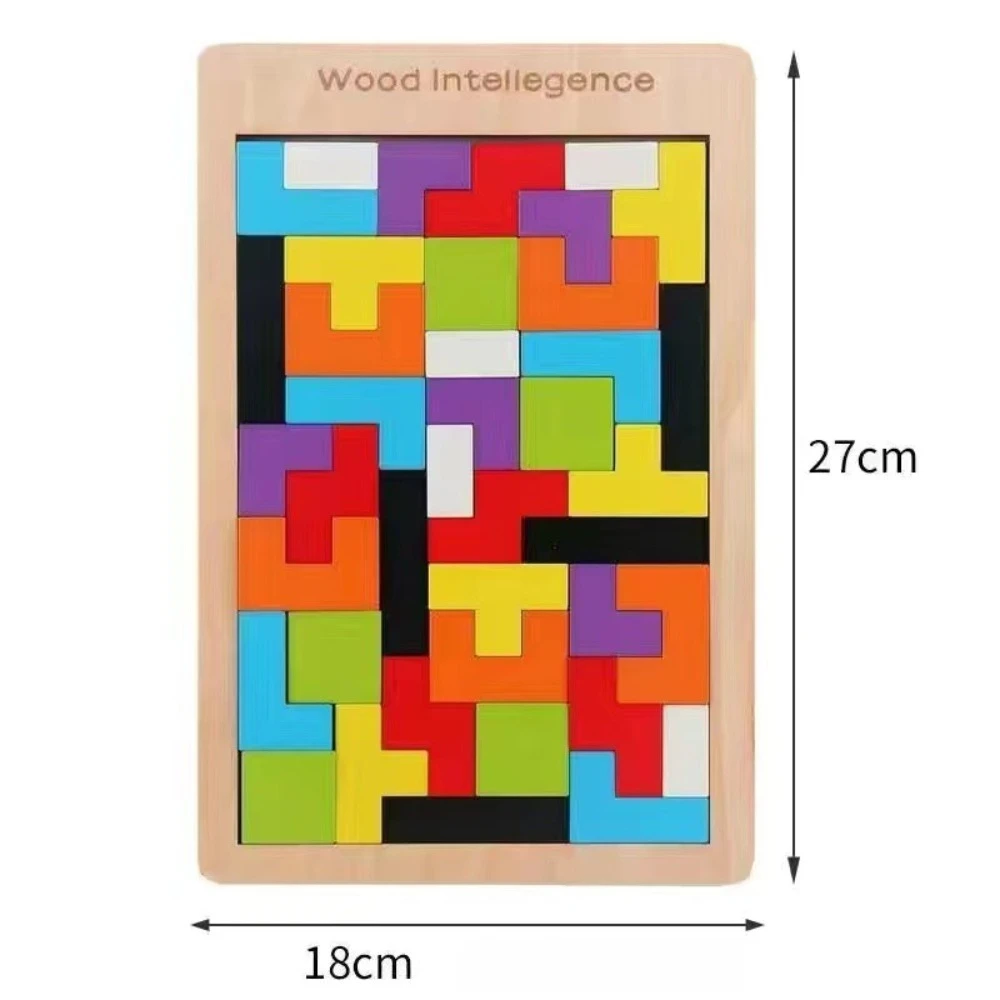 Puzzle in legno Spessi colorati Blocchi russi 3D Rompicapo Giocattolo Apprendimento Jigsaw Giocattoli Colorati blocchi russi 3D Gioco