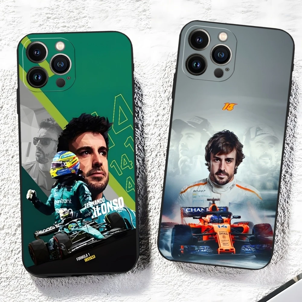 F1 Racing Fernando Alonso 14 Phone Case for Iphone 15 14 13 12 11 Pro Max Xr X Xs Mini 8 Plus SE 2022 Black Soft Silicone Cover