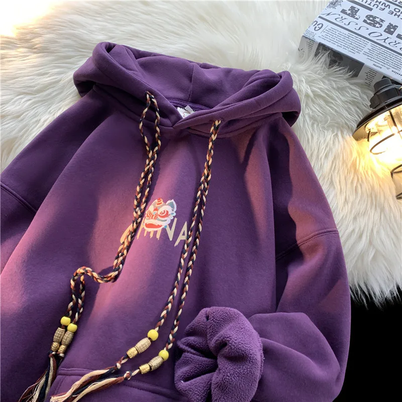 

Мужская толстовка с вышивкой Ele, утепленная флисовая, весенне-осенняя, повседневная уличная одежда, куртка-оверсайз для мальчиков