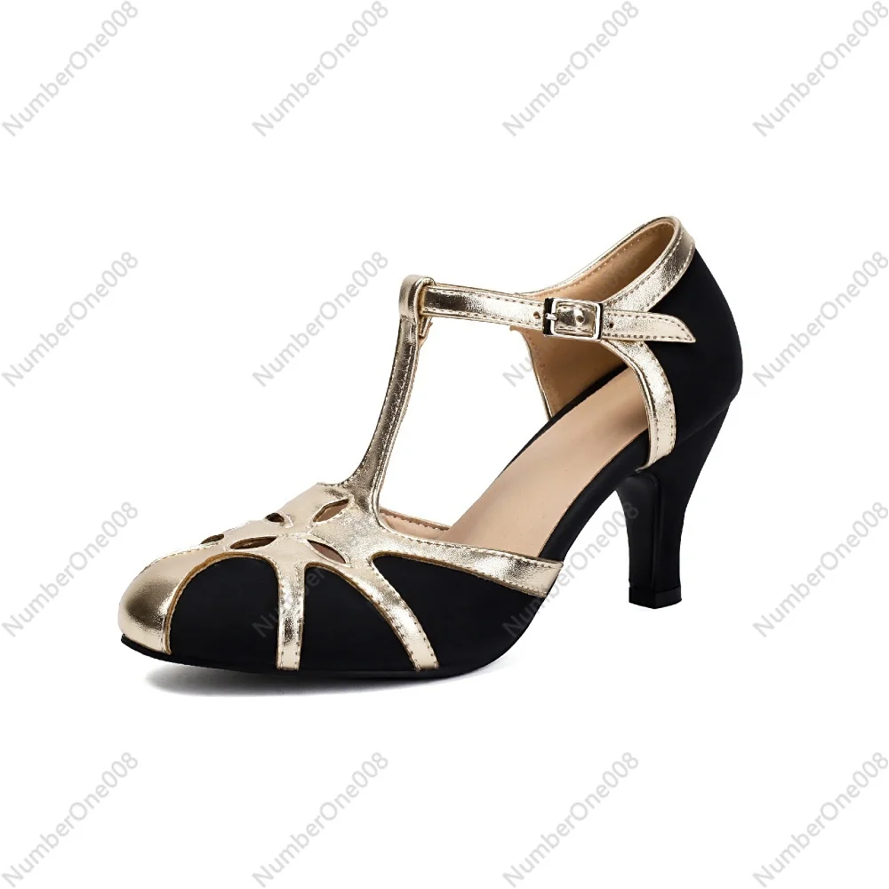 

Women's Mary Jane Tear Cut Close Round Toe Vintage 1950s Heels Retro 1920s Pumps Shoes