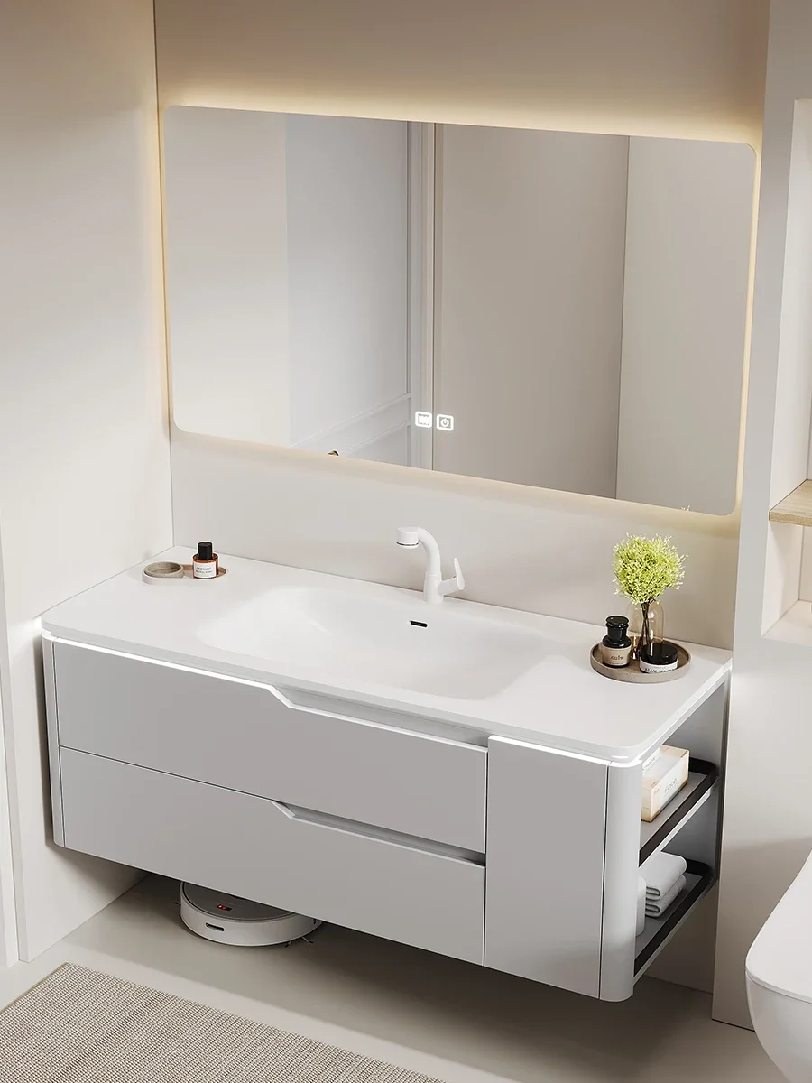 Integrated basin skin feeling bathroom cabinet combination oak washbasin washstand