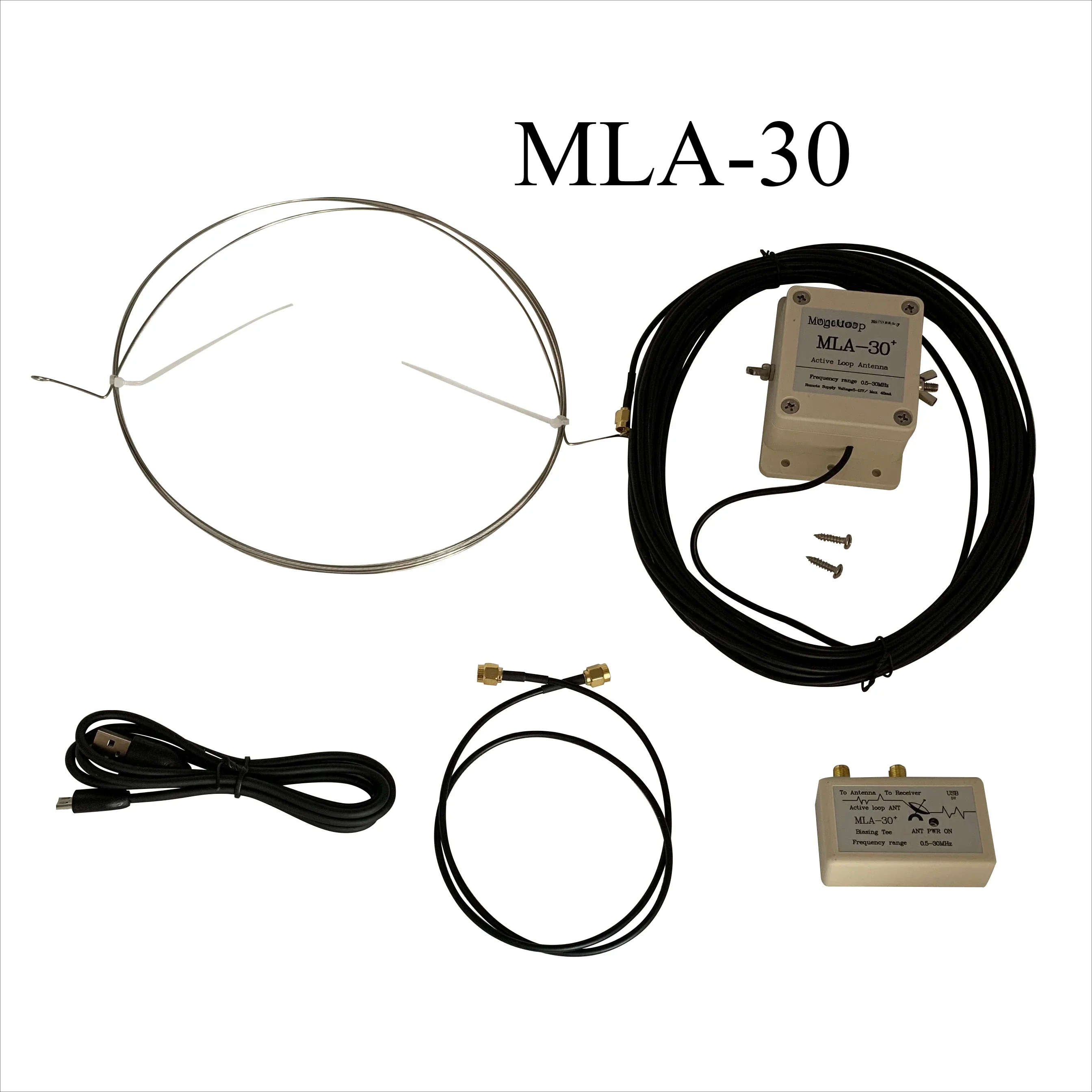 MLA-30+ (plus) 0.5-30MHz Ring Active Receive Antenna Low Noise Medium Short Wave SDR Loop Antenna Wave Radio