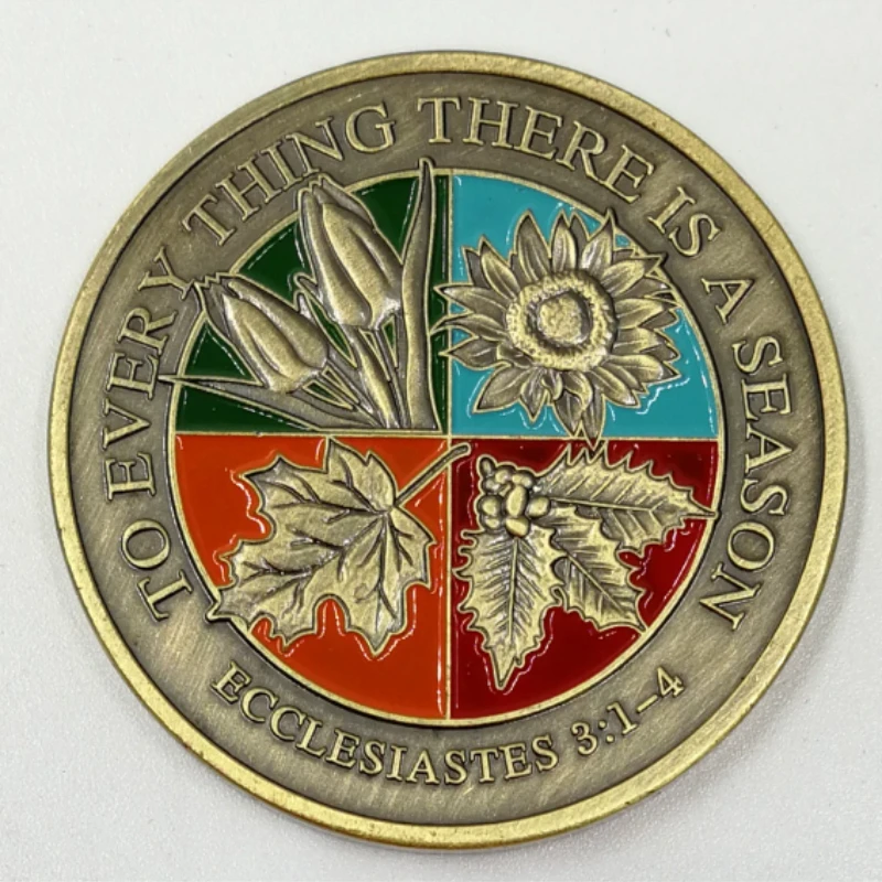 To Every Thing There Is A Season Souvenir Coin Copper Plated Season Coins Commemorative Coin Home Decoration