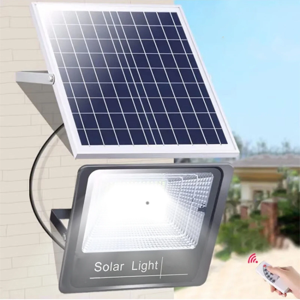 170 LED مصباح للطاقة الشمسية في الهواء الطلق أضواء مقاومة للماء أضواء الشمسية الأشعة تحت الحمراء التحكم عن بعد التعريفي ضوء أضواء الكاشف الشمسية