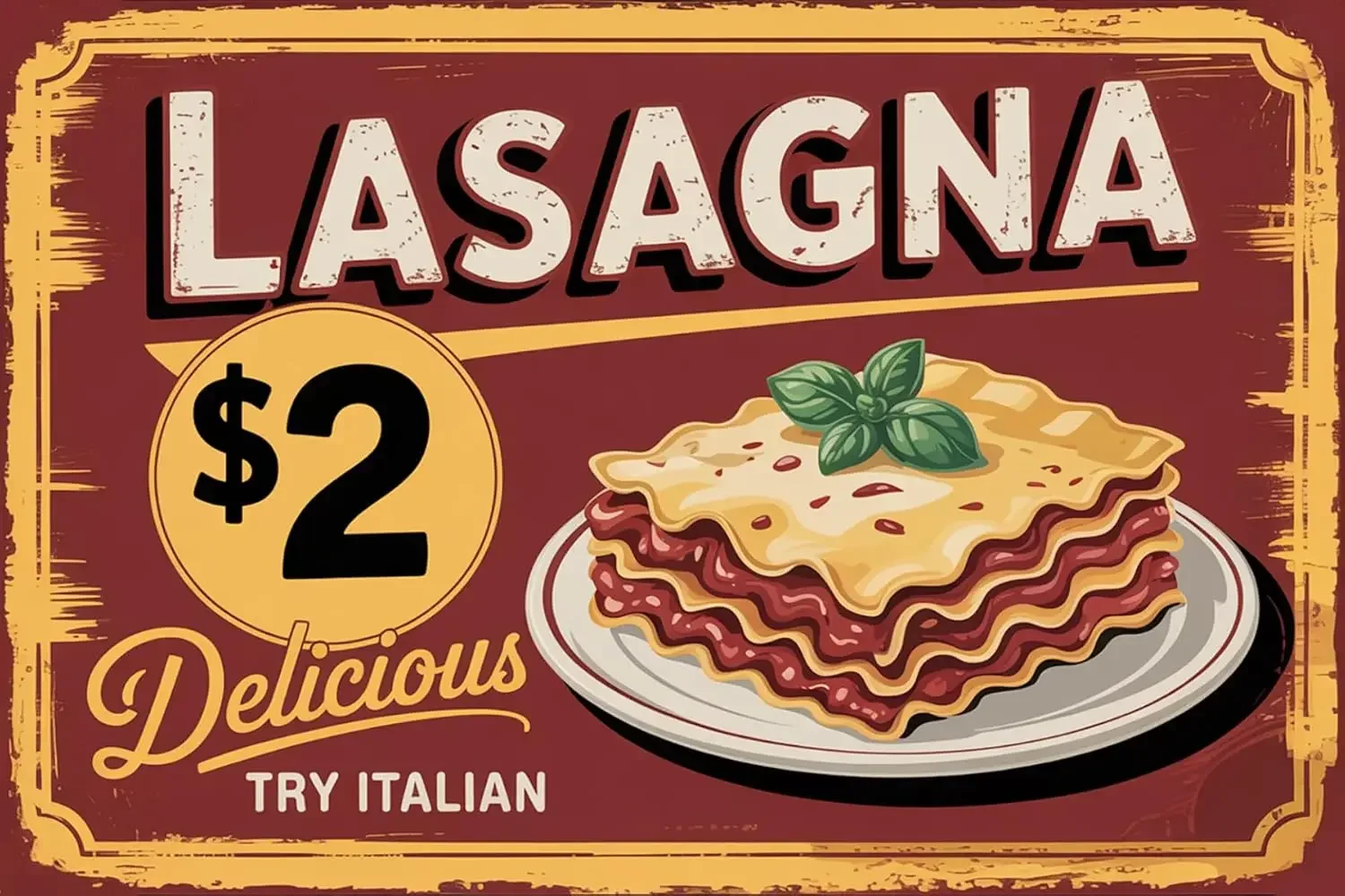 Lasagna Kitchen Vintage Metal Tin Signs Try Italy Delicious Food Sign Wall Decor Gift for Home Dinner Room Cafe Bread Shop  s