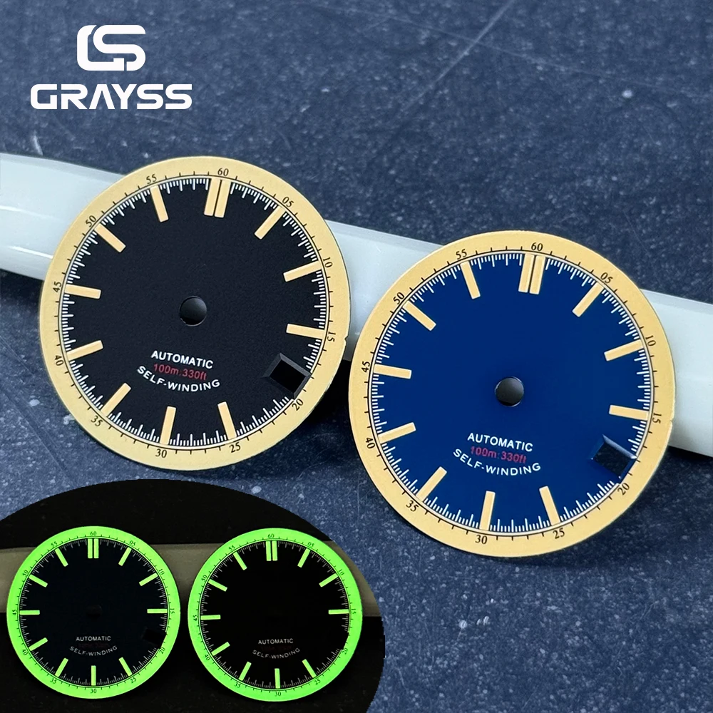 New 28.5mm Retro Navy Blue/Black Watch Dial for SKX NH35 NH34 Movement 3 O'Clock Crown Dive Watch for Men Watch Accessories
